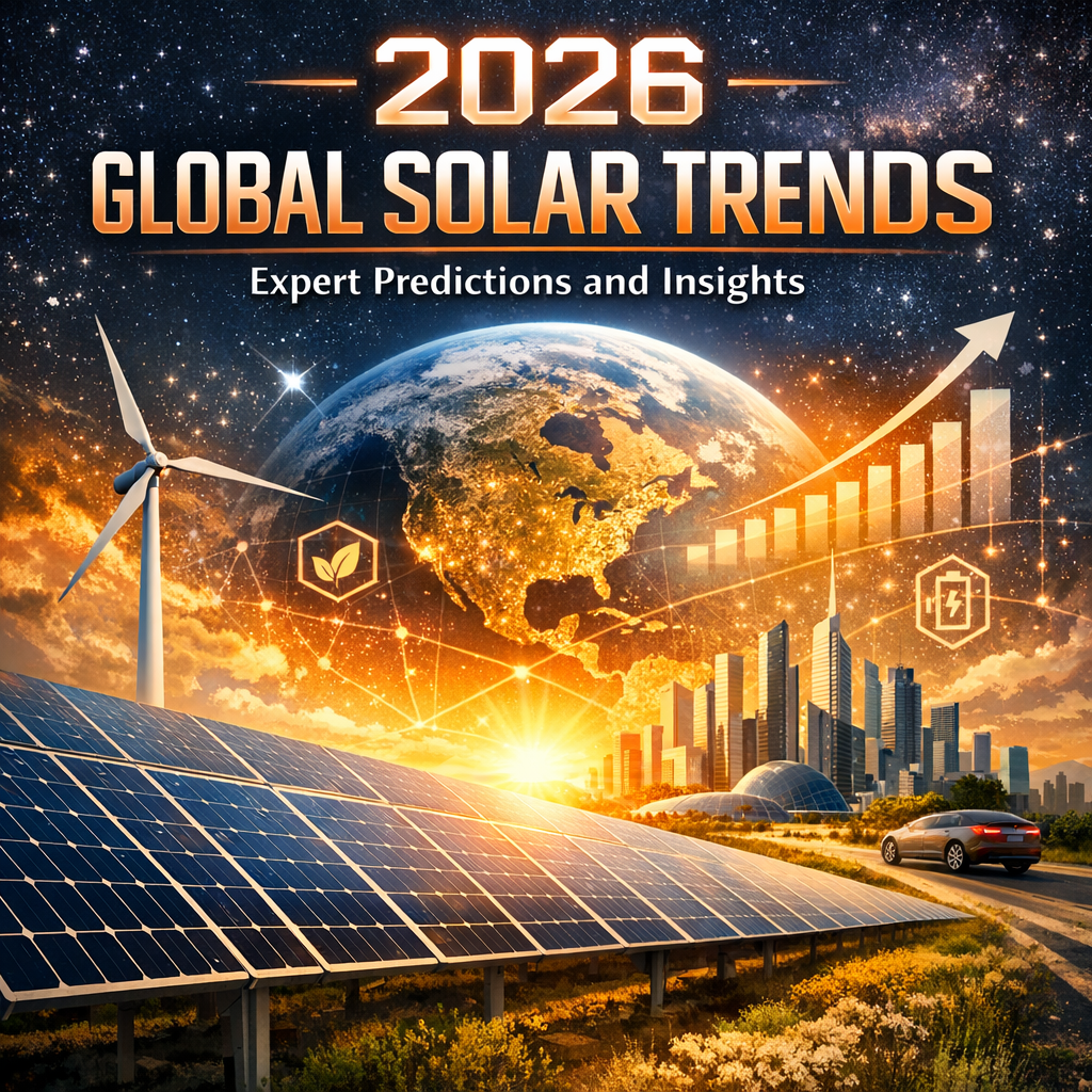 Graph showing the projected growth of global solar energy adoption from 2023 to 2026 with key expert insights.