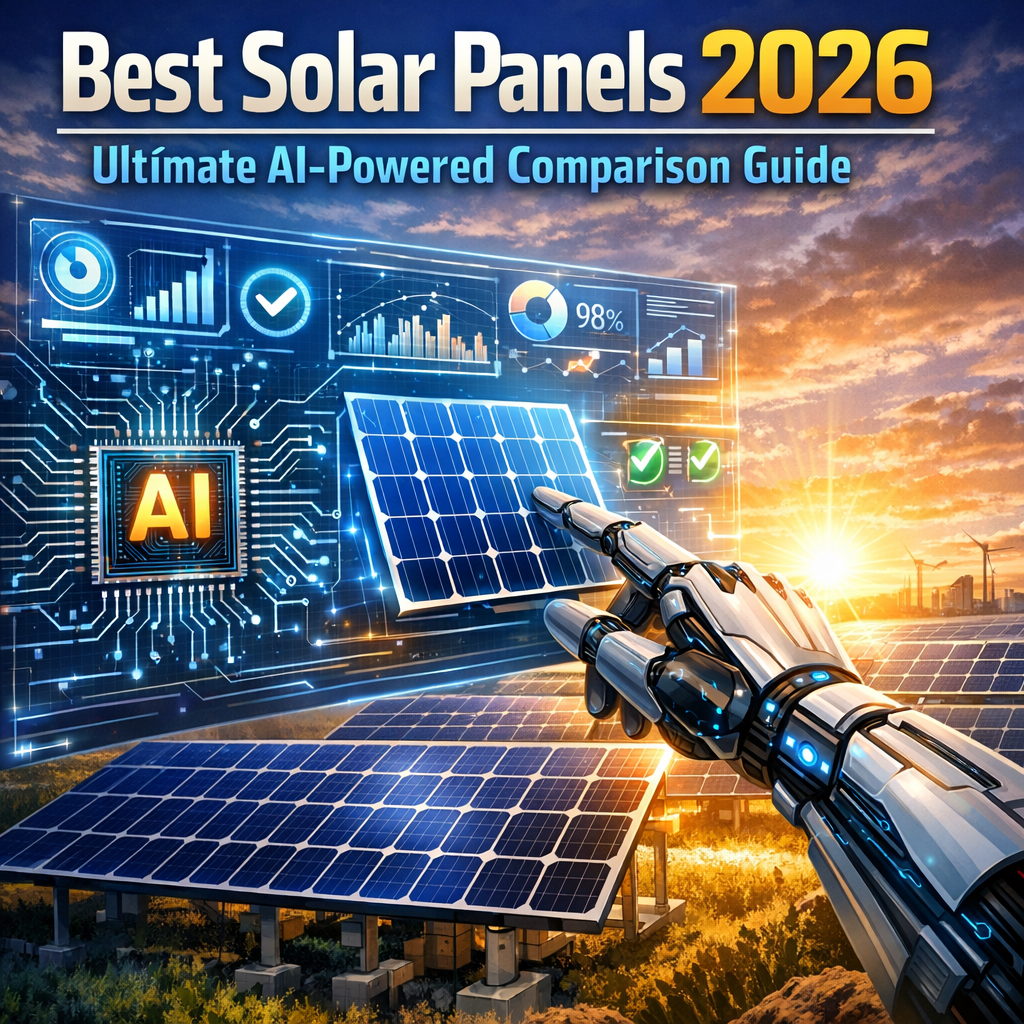 Chart comparing efficiency of various solar panels for 2026, highlighting AI selection tools.